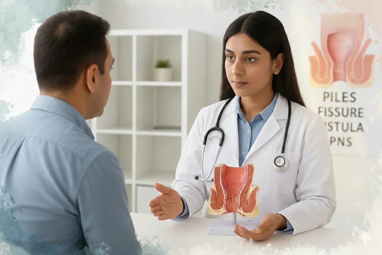 Doctor consulting a patient about piles treatment at Jeevniya Ayurveda